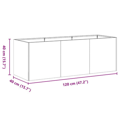 Planter 120x40x40 cm aço galvanizado