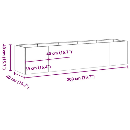 Vaso Antracite 200x40x40 cm Aço Laminado a Frio