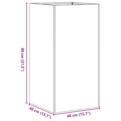 Vaso/floreira 40x40x80 cm aço laminado a frio antracite