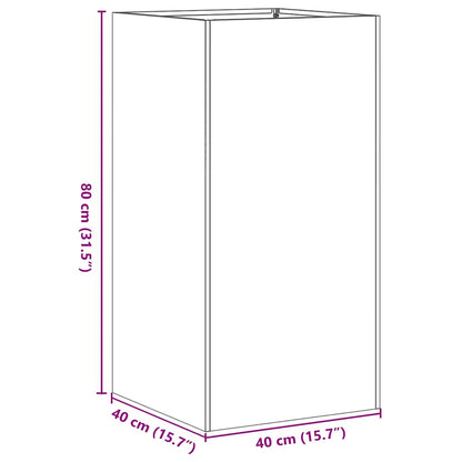 Planter 40x40x80 cm aço galvanizado