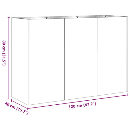Vaso/floreira 120x40x80 cm aço laminado a frio antracite