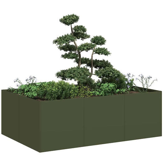 Vaso/floreira 120x80x40 cm aço verde azeitona