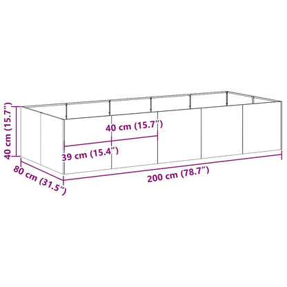Vaso/floreira 200x80x40 cm aço antracite