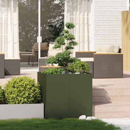 Vaso floreira 80x80x80 cm aço verde azeitona