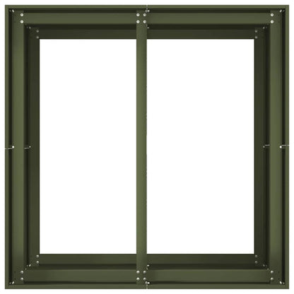 Vaso floreira 80x80x80 cm aço verde azeitona