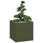 Vaso floreira 80x80x80 cm aço verde azeitona