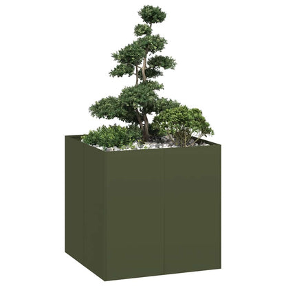 Vaso floreira 80x80x80 cm aço verde azeitona