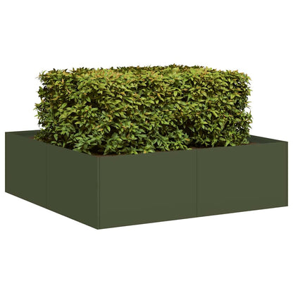 Vaso/floreira 100x100x30 cm aço verde azeitona