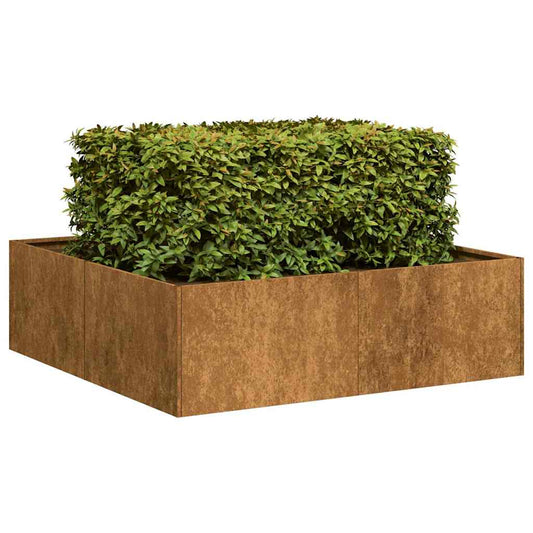 Floreira enferrujada 100x100x30 cm aço resistente
