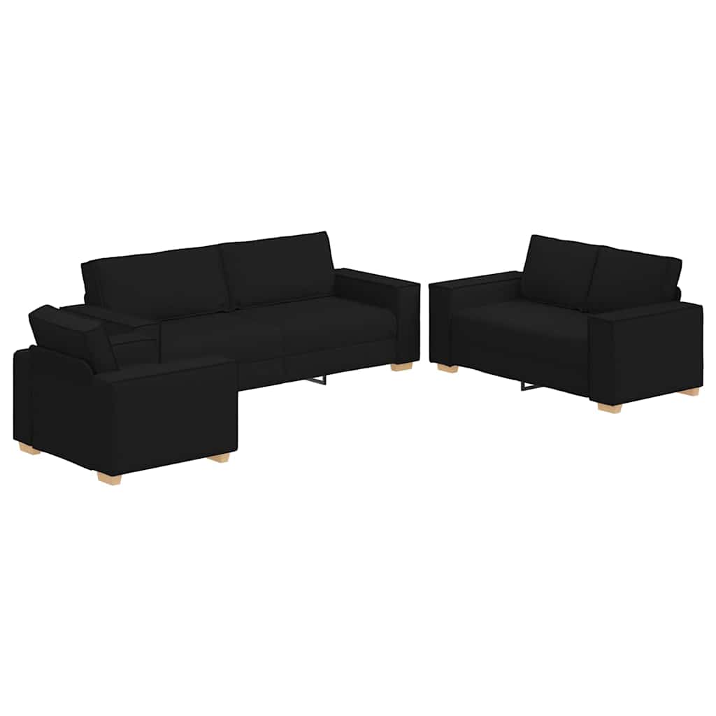 Conjunto de Sofás 3 pcs Preto 220 x 78 x 84 cm tecido