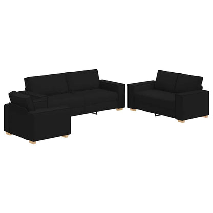 Conjunto de Sofás 3 pcs Preto 220 x 78 x 84 cm tecido