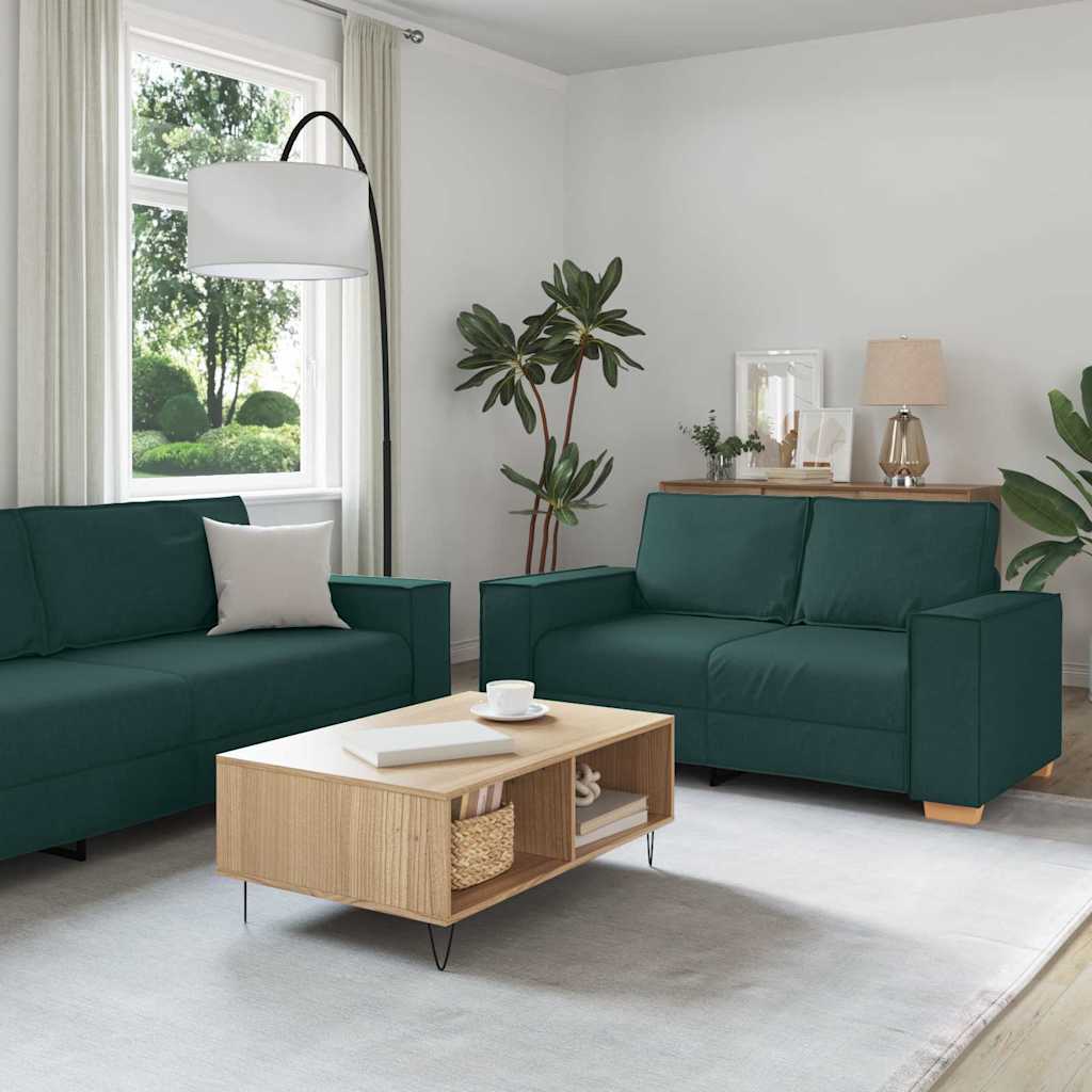 Conjunto de Sofás 3 pcs Verde Escuro 220 x 78 x 84 cm tecido