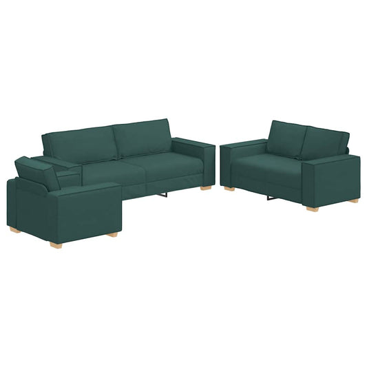 Conjunto de Sofás 3 pcs Verde Escuro 220 x 78 x 84 cm tecido
