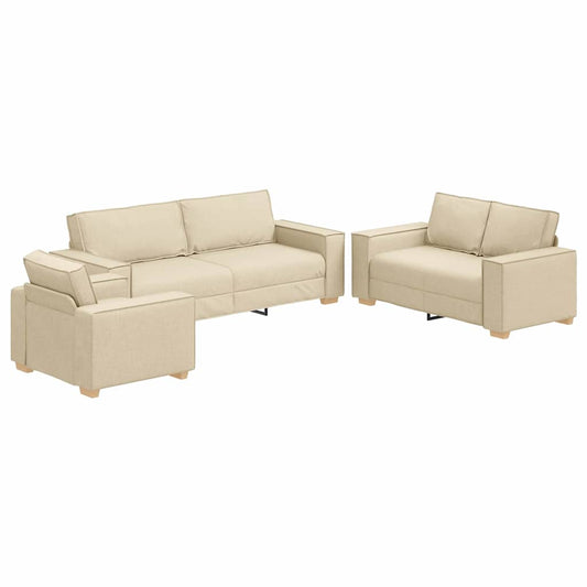 Conjunto de Sofás 3 pcs Creme 220 x 78 x 84 cm tecido