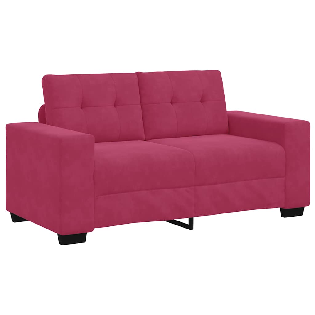 Conjunto de Sofás 3 pcs Vinho Vermelho 221 x 78 x 80 cm Veludo