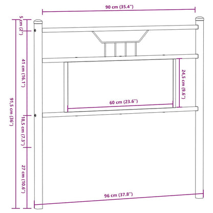 Cabeceira de cama 90 cm derivados madeira/aço carvalho fumado