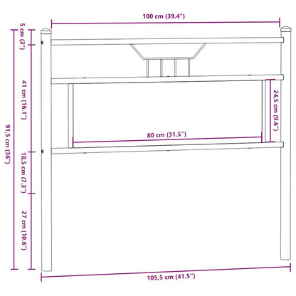 Cabeceira de cama 100 cm derivados madeira/aço carvalho fumado