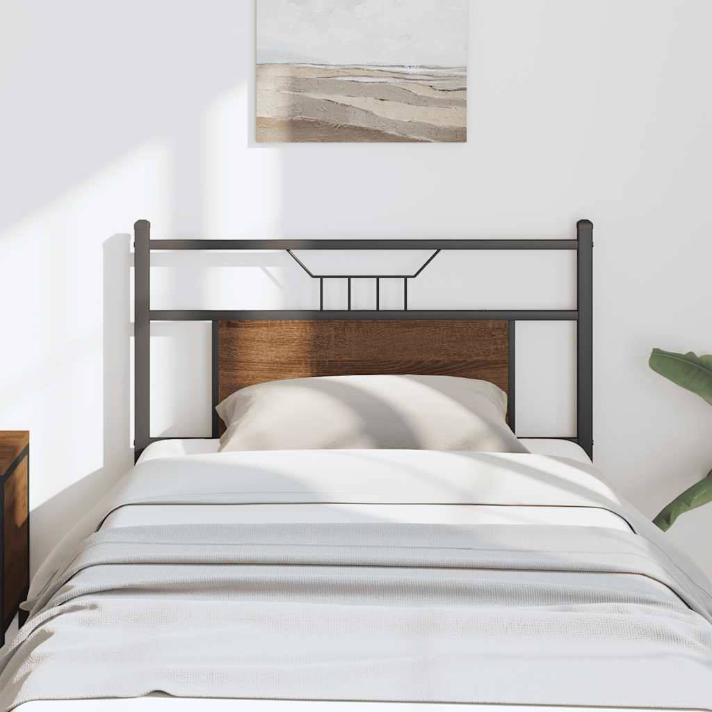 Cabeceira de cama 75 cm derivados madeira/aço carvalho castanho