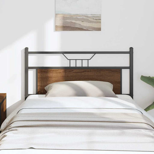 Cabeceira de cama 107cm derivados madeira/aço carvalho castanho