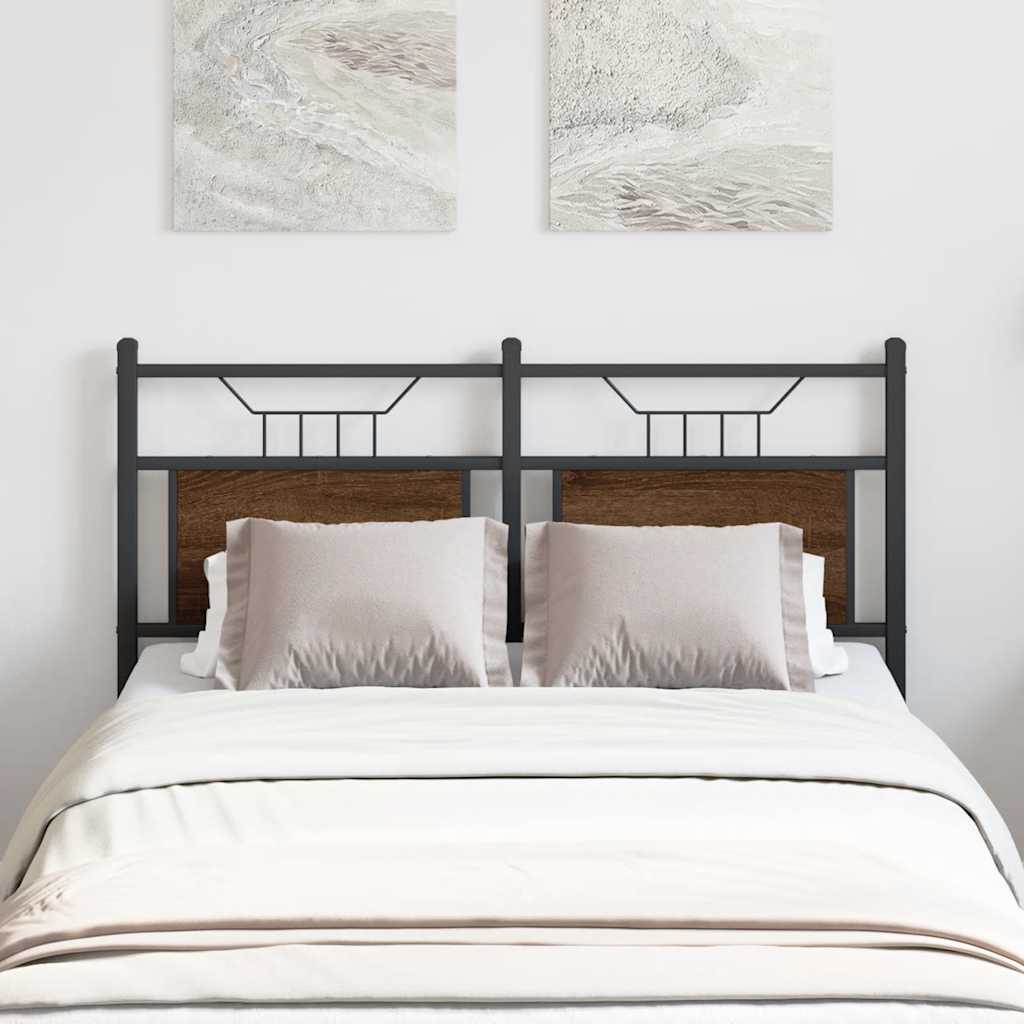 Cabeceira de cama 120cm derivados madeira/aço carvalho castanho