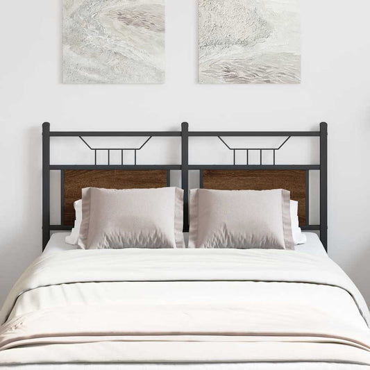 Cabeceira de cama 120cm derivados madeira/aço carvalho castanho