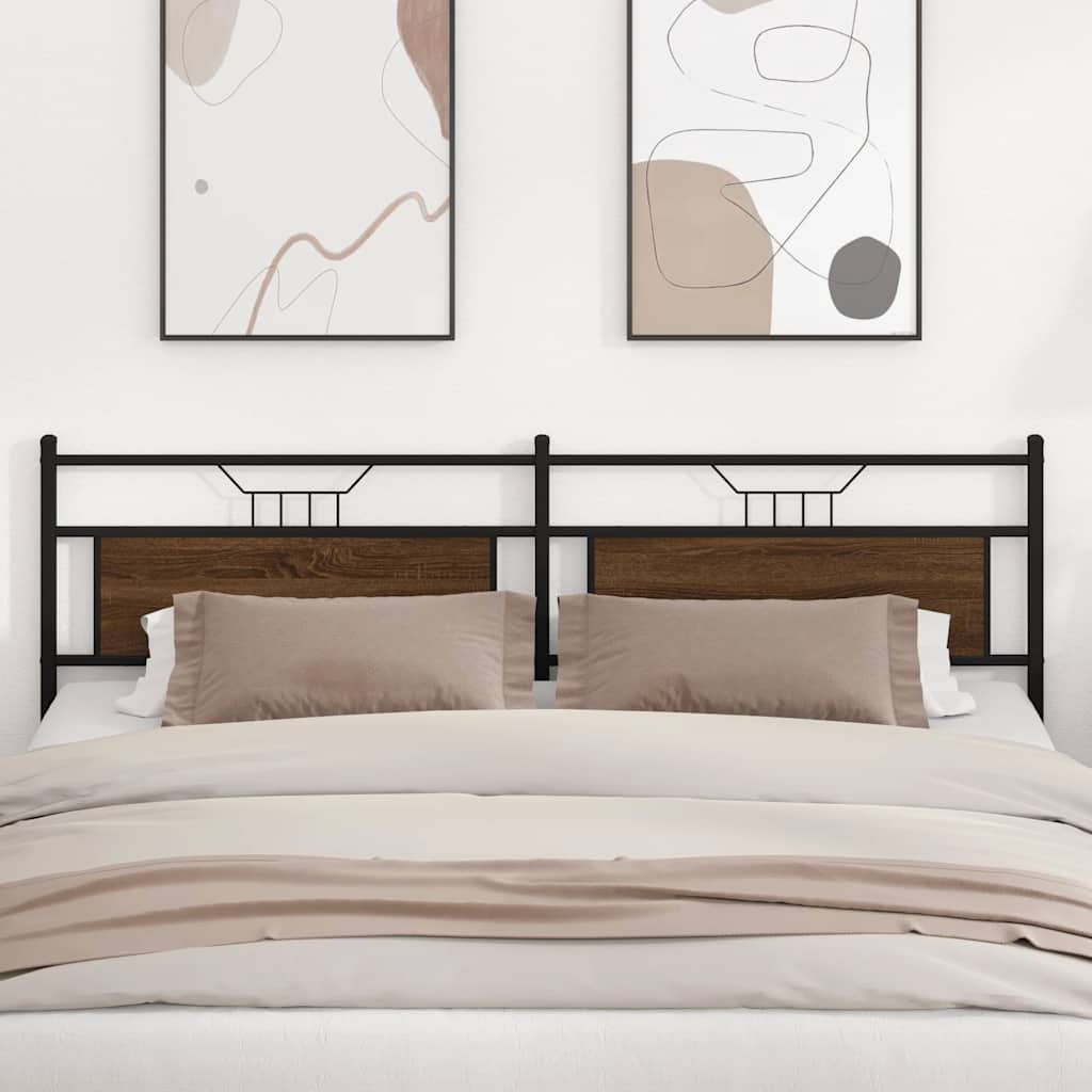Cabeceira de cama 193cm derivados madeira/aço carvalho castanho