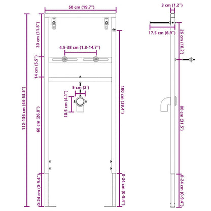 Suporte de Parede para Banheiro Azul 50 x 17,5 x 136 cm Aço