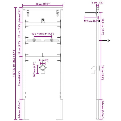 Suporte de Parede para Banheiro Azul 50 x 17,5 x 136 cm Aço