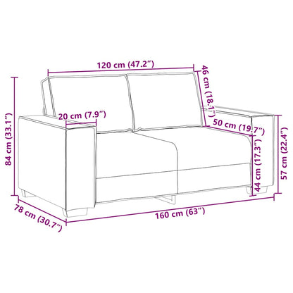 Sofá de 2 lugares cinza claro 120 cm tecido