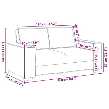Sofá de 2 lugares preto 120 cm tecido