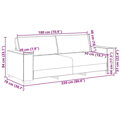 Sofá de 3 lugares marrom 180 cm tecido
