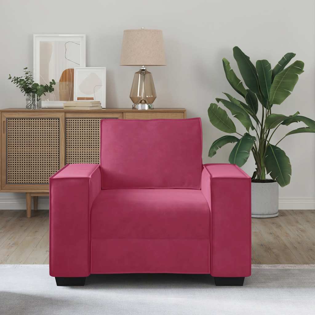 Poltrona veludo vermelho-tinto