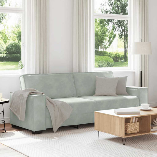 Sofá de 3 lugares 180 cm veludo cinzento-claro