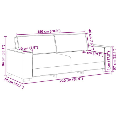 Sofá de 3 lugares 180 cm veludo preto