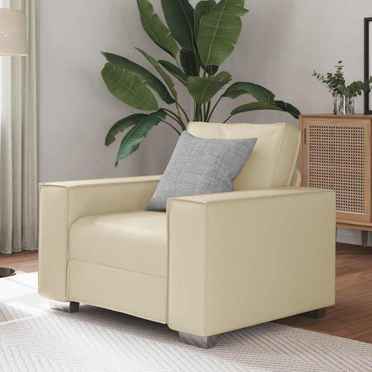 Sofá Cadeira 59 cm com almofada Creme Couro sintético