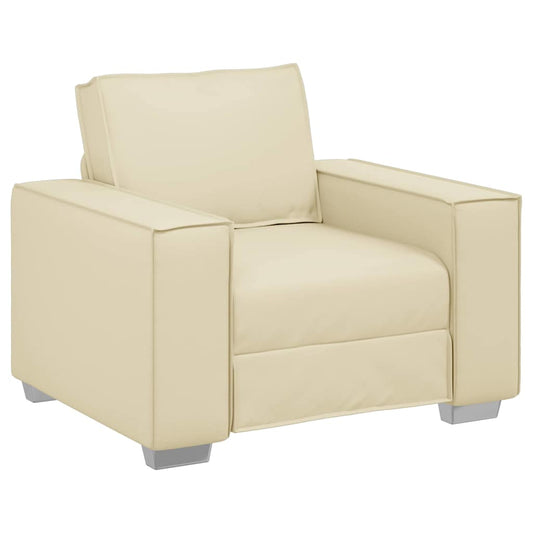Sofá Cadeira 59 cm com almofada Creme Couro sintético