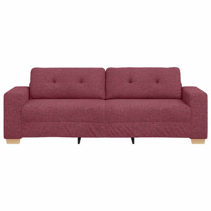 Sofá de 3 Lugares com almofada vermelho tinto tecido
