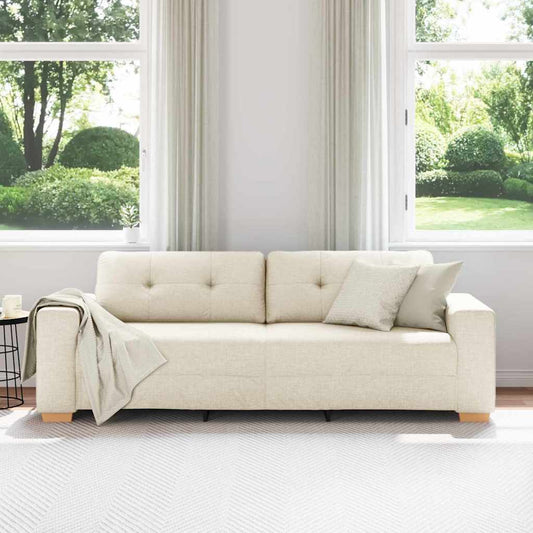 Sofá com almofada com travesseiro Bege 220 x 78 x 84 cm Linho