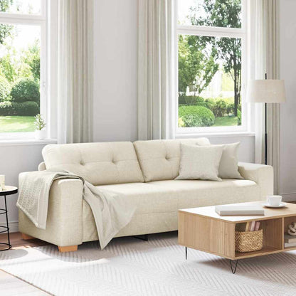 Sofá com almofada com travesseiro Bege 220 x 78 x 84 cm Linho