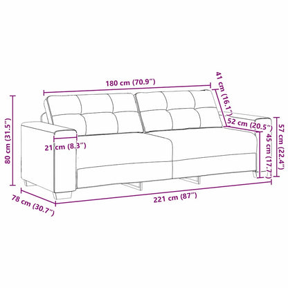 Sofá com almofada com travesseiro Bege 220 x 78 x 84 cm Linho