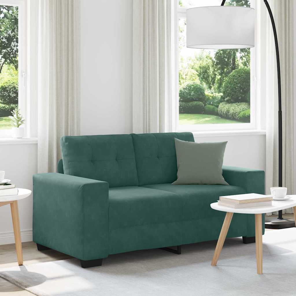 Sofá de dois lugares com almofada Verde-escuro Veludo