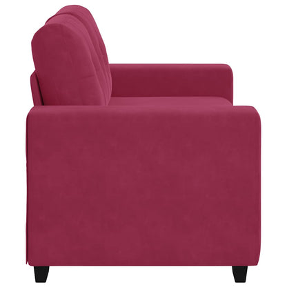 Sofá de dois lugares com almofada vermelho tinto Veludo
