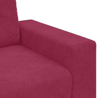 Sofá de 3 Lugares com almofada vermelho tinto Veludo