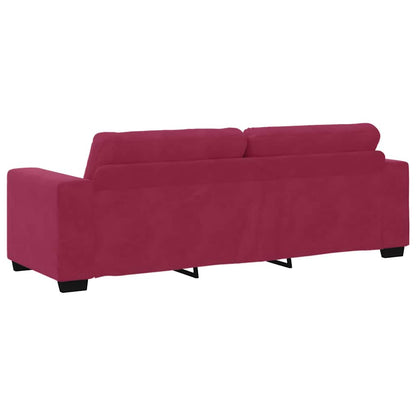 Sofá de 3 Lugares com almofada vermelho tinto Veludo