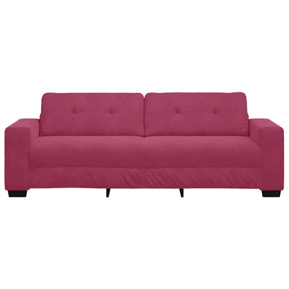 Sofá de 3 Lugares com almofada vermelho tinto Veludo