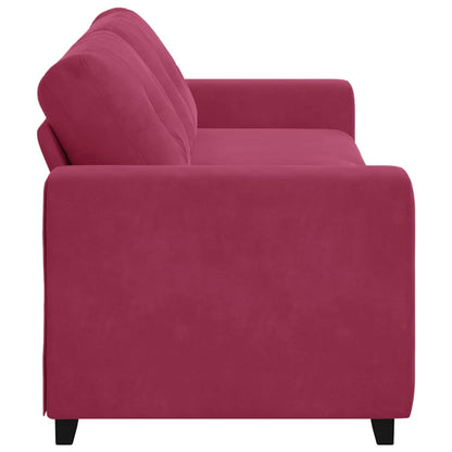 Sofá de 3 Lugares com almofada vermelho tinto Veludo