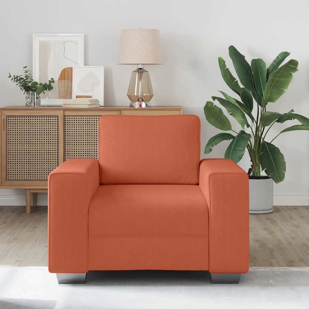 Poltrona tecido corduroy laranja vermelho