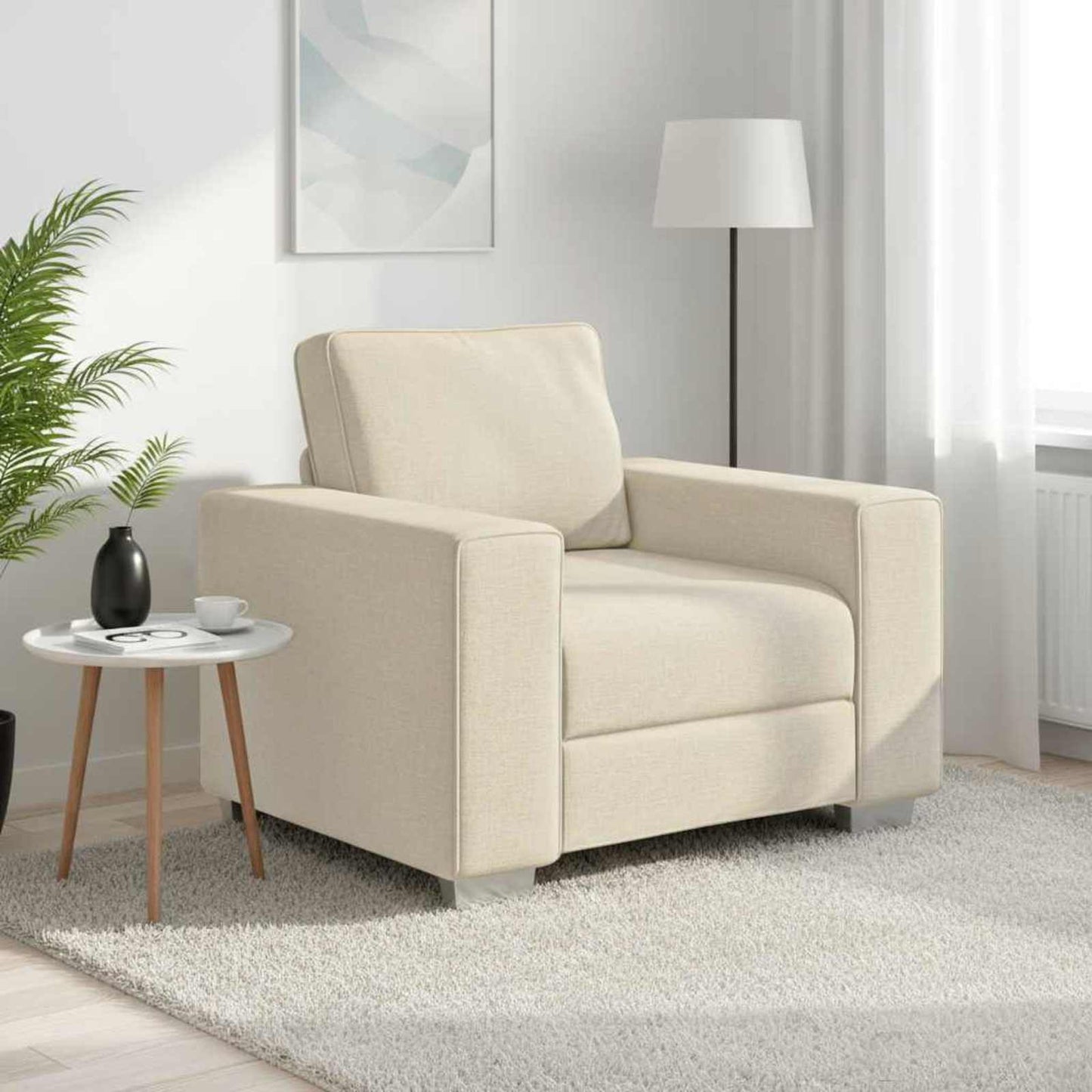 Sofá Bege 100 x 77 x 82 cm Tecido de mistura de linho