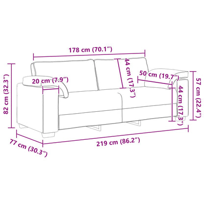 Sofá Cinza Escuro 219 x 77 x 82 cm tecido
