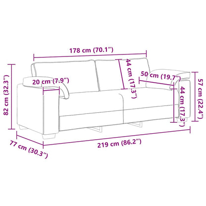 Sofá com almofada Cinza Nuvem 219 x 77 x 82 cm tecido